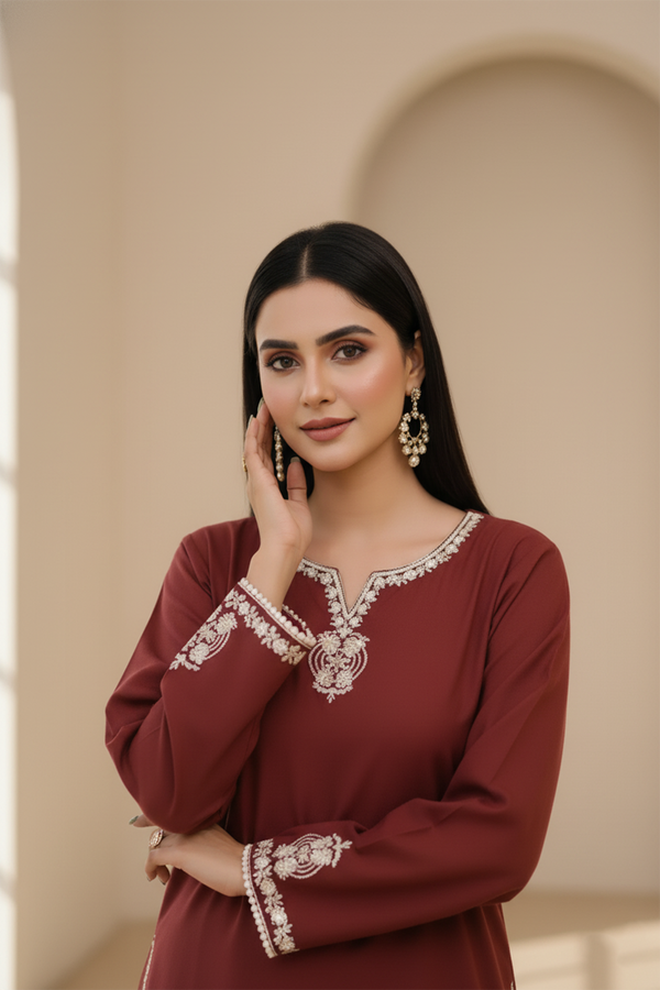 Zooj Banafsheh Embroidered Dhanak 2pc- GA1956