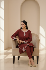 Zooj Banafsheh Embroidered Dhanak 2pc- GA1956