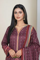 Zooj Niloufar Printed Slub Linen 3Pc-GA1929