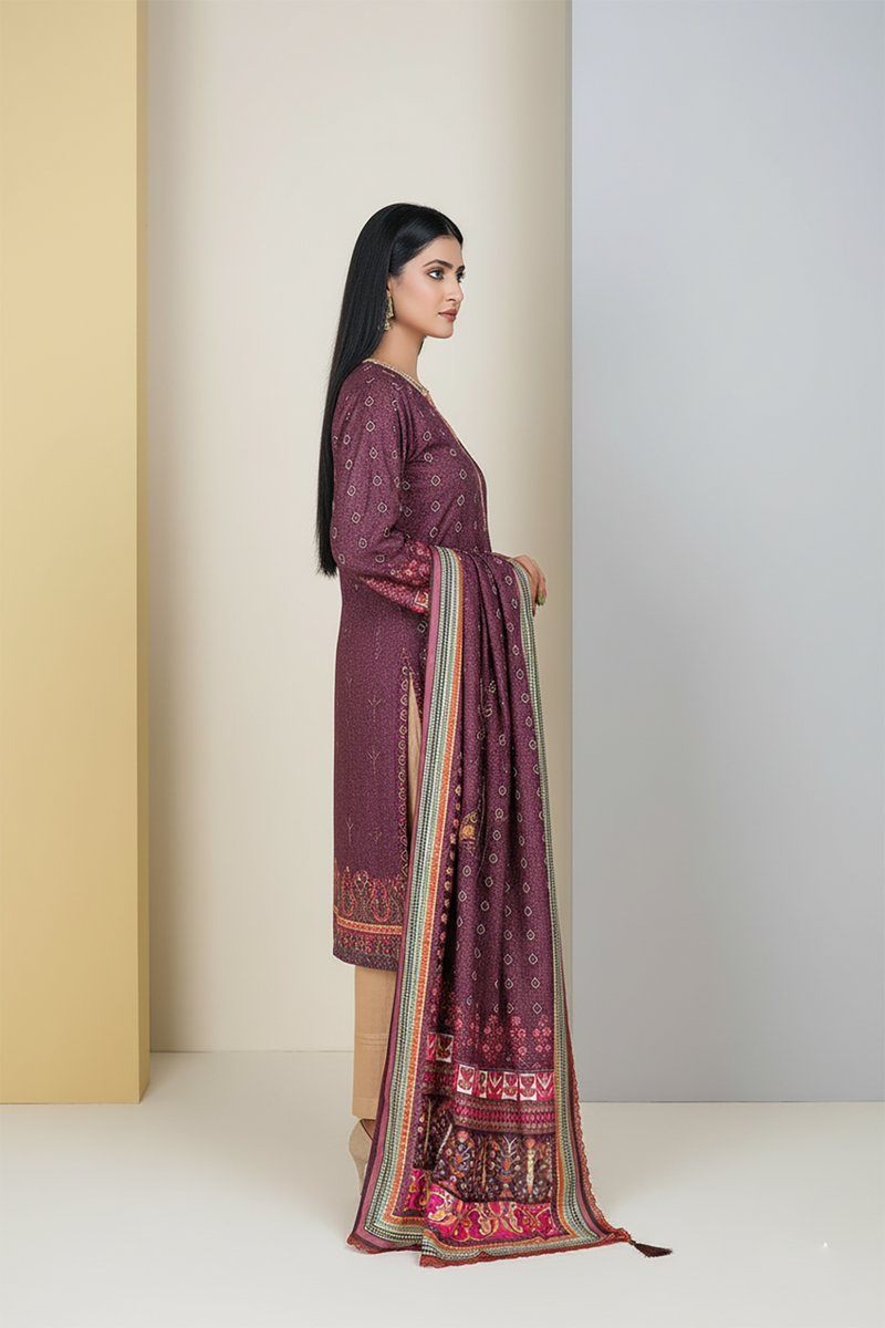 Zooj Niloufar Printed Slub Linen 3Pc-GA1929