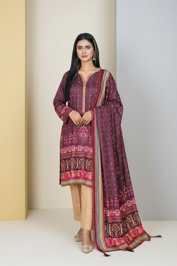 Zooj Niloufar Printed Slub Linen 3Pc-GA1929