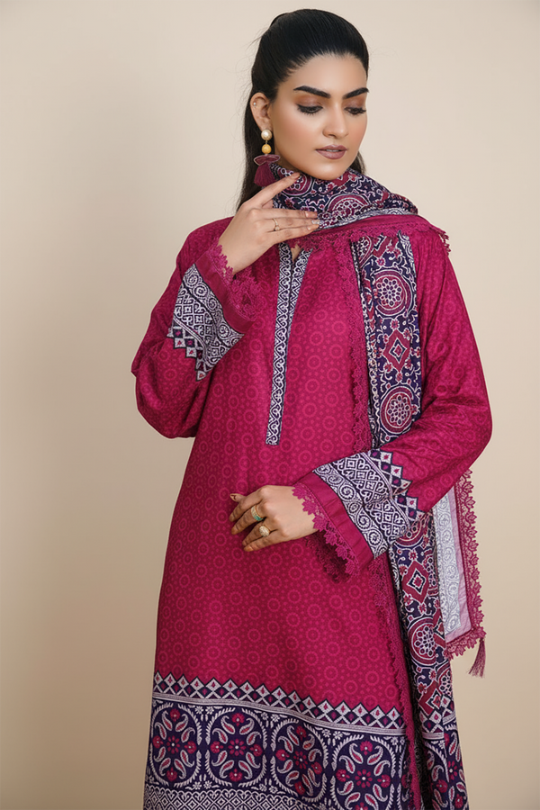 Zooj Katayoun Printed Slub Linen 3pc-GA1937