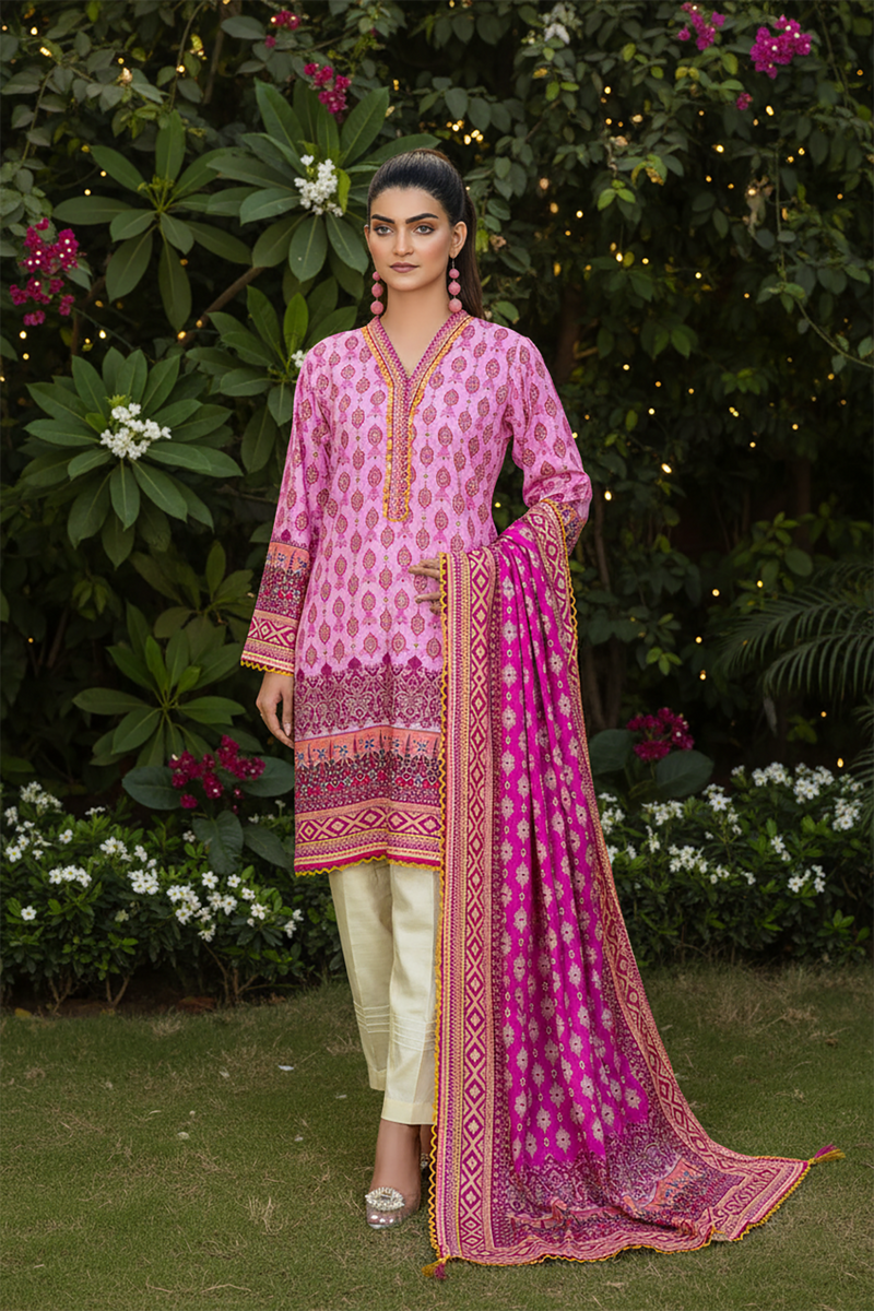 Zooj Mandana Printed Slub Linen 3pc-GA1931