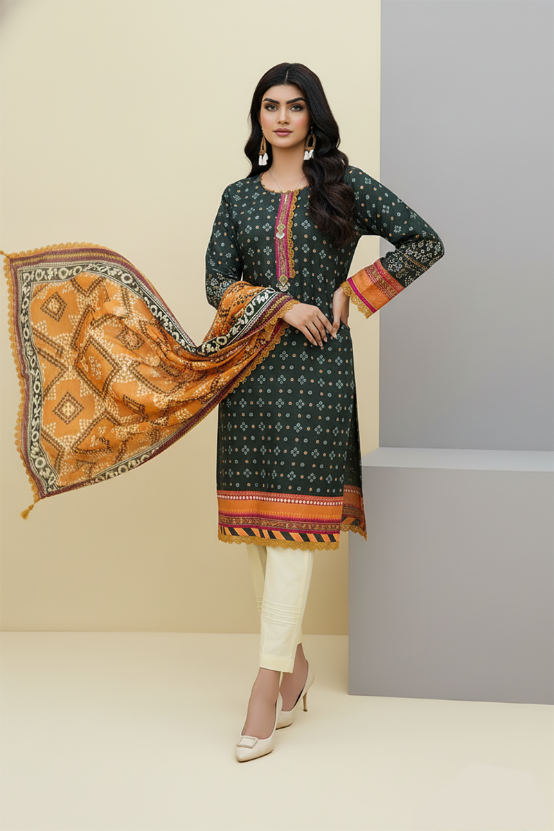 Zooj Taraneh Printed Slub Linen 3Pc-GA1925