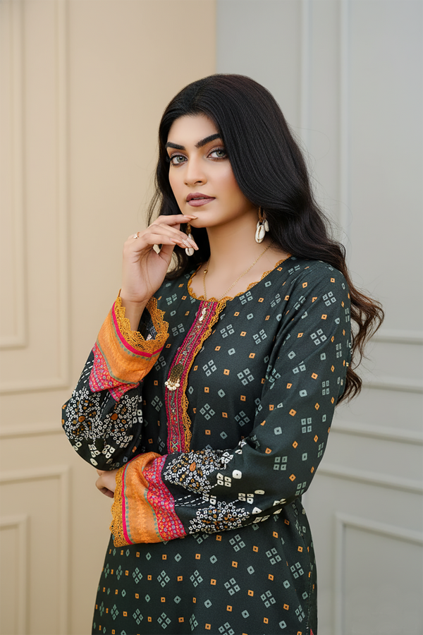 Zooj Taraneh Printed Slub Linen 3Pc-GA1925