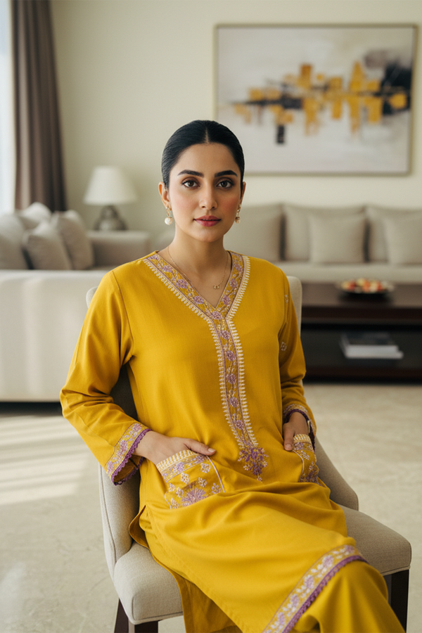 Zooj Parvaneh Embroidered Dhanak 2pc- GA1957