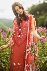 Mushq Embroidered Lawn 3pc with Silk Dupatta- GA2203