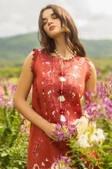 Mushq Embroidered Lawn 3pc with Silk Dupatta- GA2203