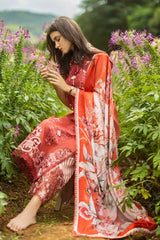 Mushq Embroidered Lawn 3pc with Silk Dupatta- GA2203