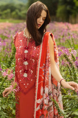 Mushq Embroidered Lawn 3pc with Silk Dupatta- GA2203