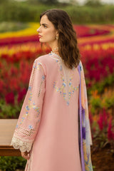 Mushq Embroidered Lawn 3pc with Silk Dupatta- GA2195