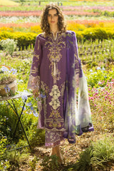 Mushq Embroidered Lawn 3pc with Silk Dupatta- GA2194