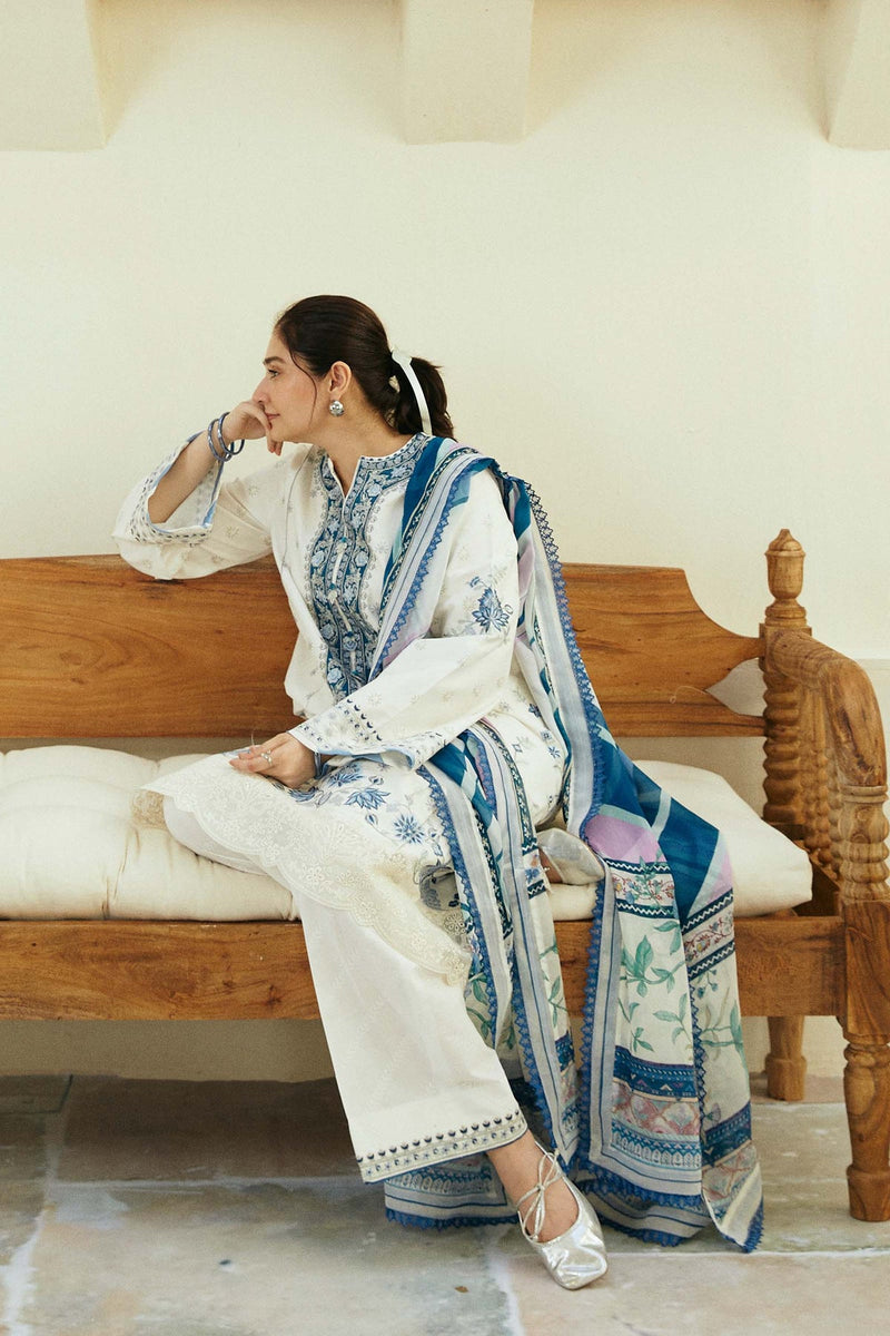 Zara Shahjahan Embroidered Lawn 3pc with Silk Printed Chiffon Dupatta - GA1888