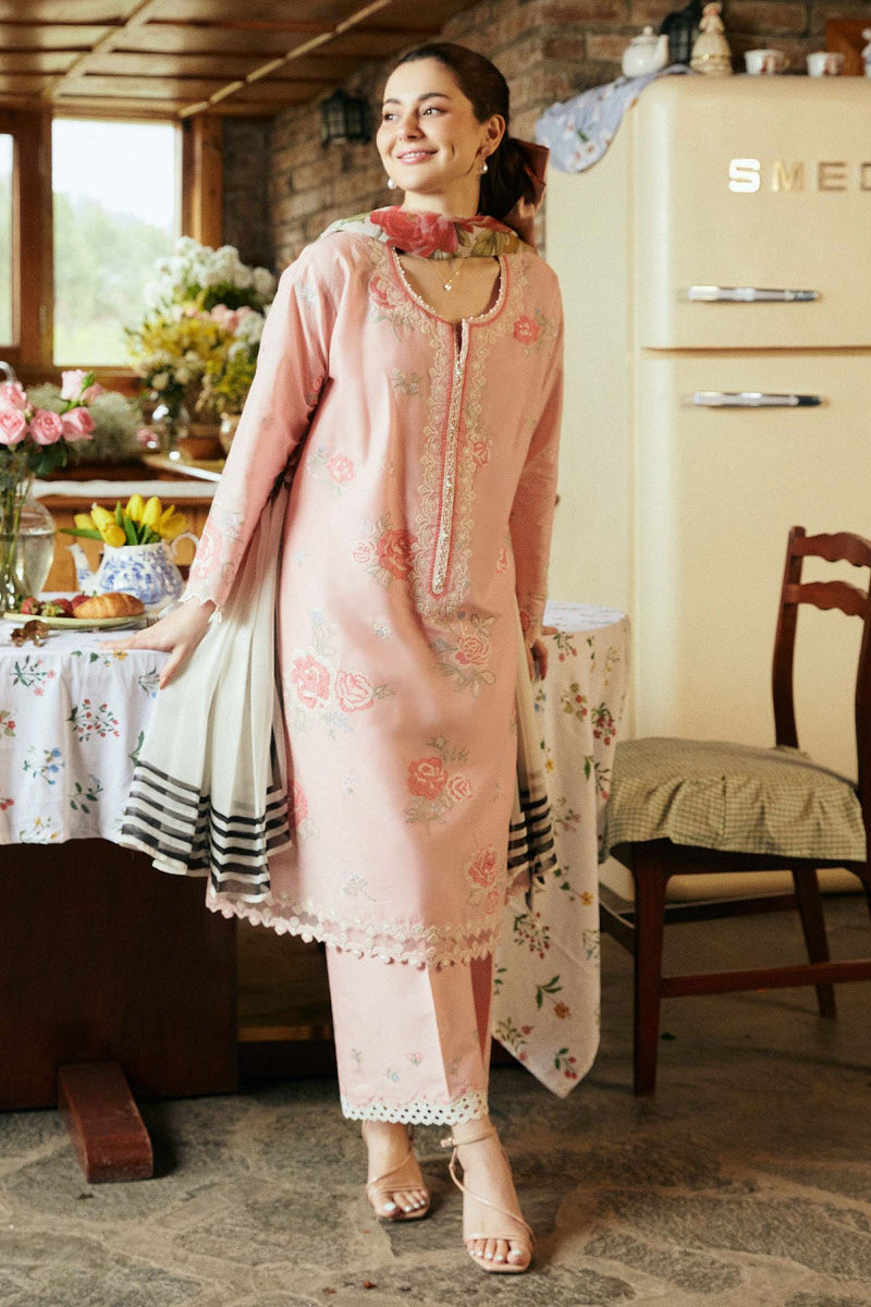 Zara Shahjahan Embroidered Lawn 3pc with Printed Slub Net Dupatta- GA1903