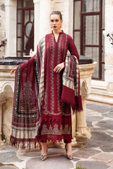 Maria b Embroidered Dhanak 3pc with Whool Shawal- GA1980