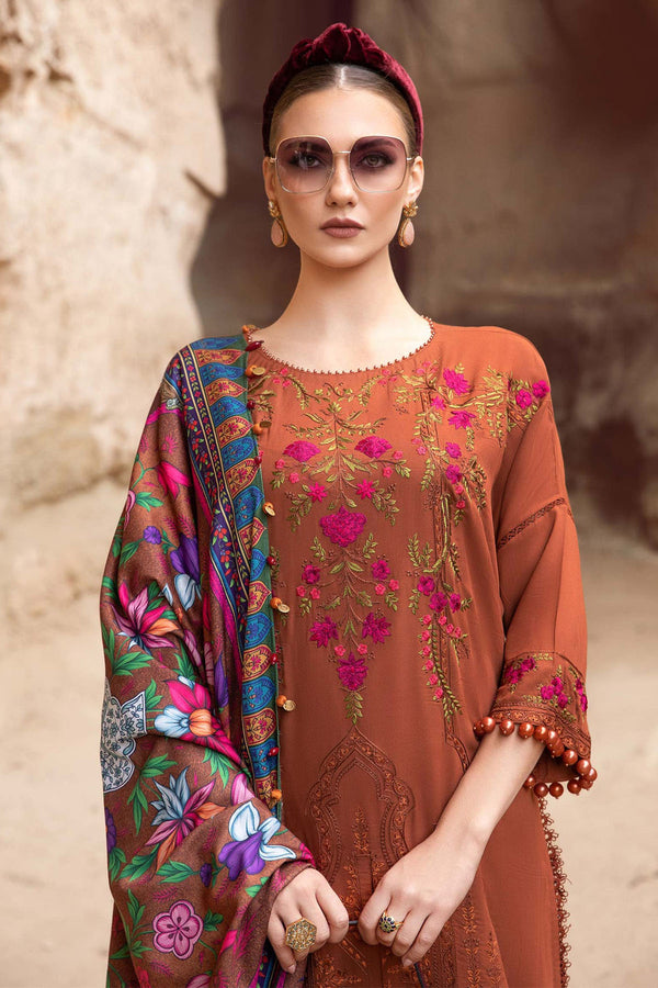 Maria b Embroidered Dhanak 3pc with Whool Shawal- GA1976