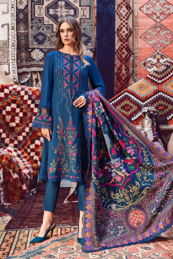 Maria b Embroidered Dhanak 3pc with Whool Shawal- GA1975