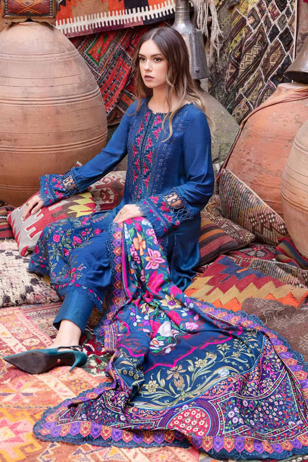 Maria b Embroidered Dhanak 3pc with Whool Shawal- GA1975