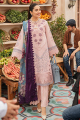 Mushq Embroidered Lawn 3pc with Silk Dupatta - GA2207