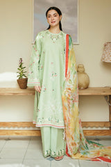 Zara Shahjahan Embroidered Lawn 3pc with Slub Net Printed Dupatta - GA1891