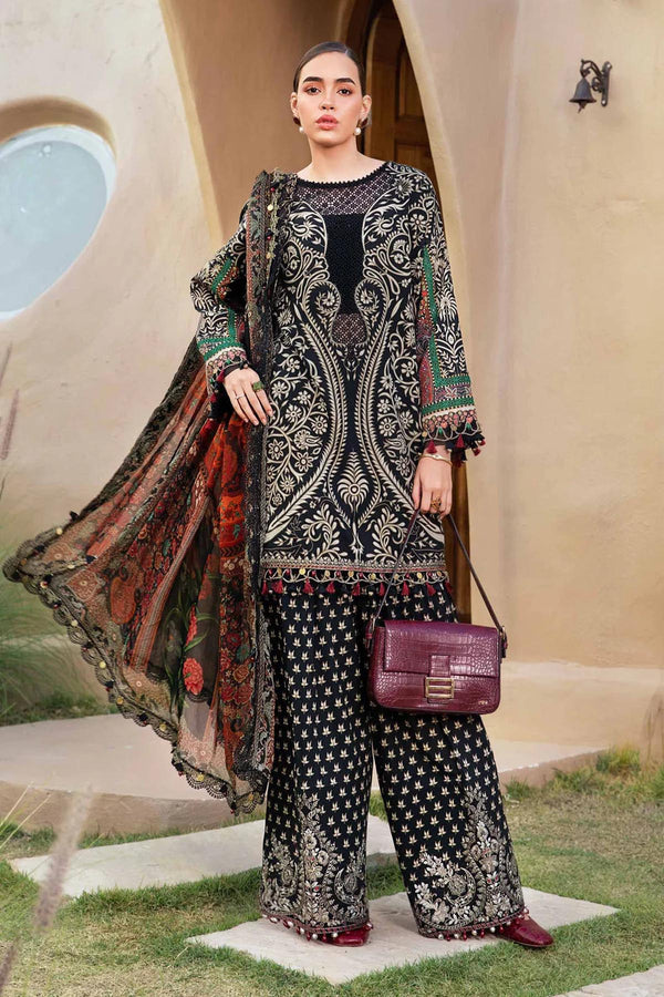 Maria B Embroidered Khaader 3pc with Printed Shawal- GA2135