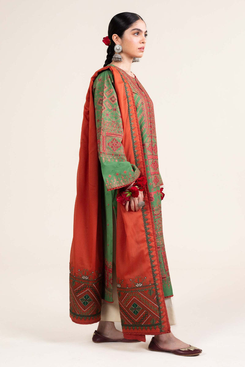 Zara Shahjahan Embroidered Lawn 3pc with Chiffon Dupatta- GA1911