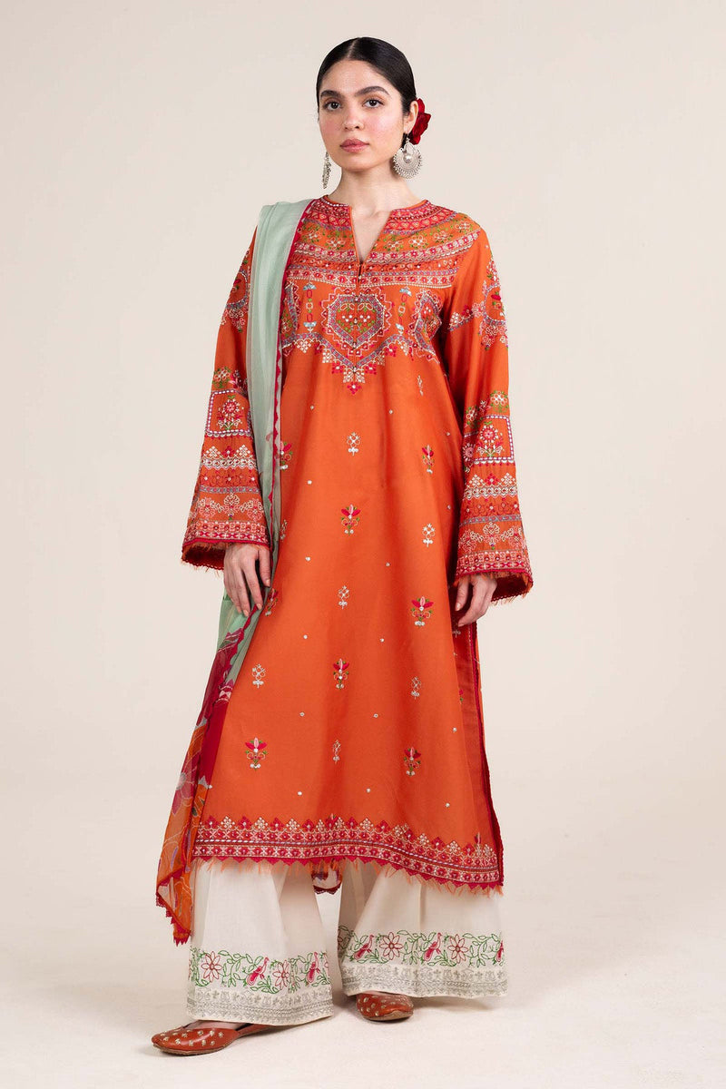 Zara Shahjahan Embroidered Lawn 3pc with Chiffon Dupatta- GA1909