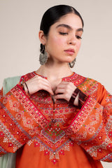 Zara Shahjahan Embroidered Lawn 3pc with Chiffon Dupatta- GA1909