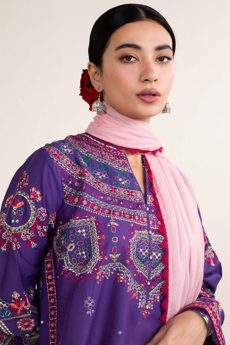 Zara Shahjahan Embroidered Lawn 3pc with Chiffon Dupatta- GA1910