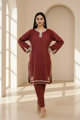 Zooj Banafsheh Embroidered Dhanak 2pc- GA1956