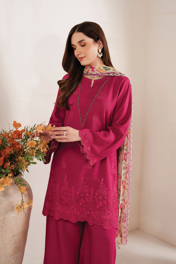 Baroque 3PC Embroidered Chickenkari Lawn with Chiffon Dupatta -GA2048