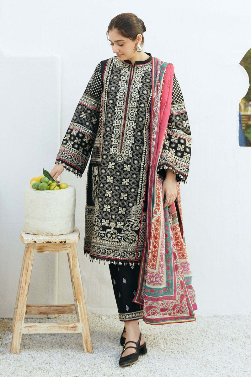 Zara Shahjahan Embroidered Lawn 3pc with Silk Printed Chiffon Dupatta - GA1883