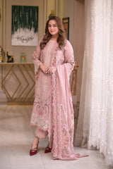 Aneelas Luxury Embroidered Lawn 3pc with Embroidered Slubnet Dupatta- GA2248