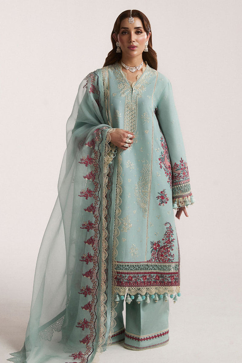 Hussain Rehar 3PC Embroidered Lawn Suit with Embroidered Orgazna Dupatta -GA2027