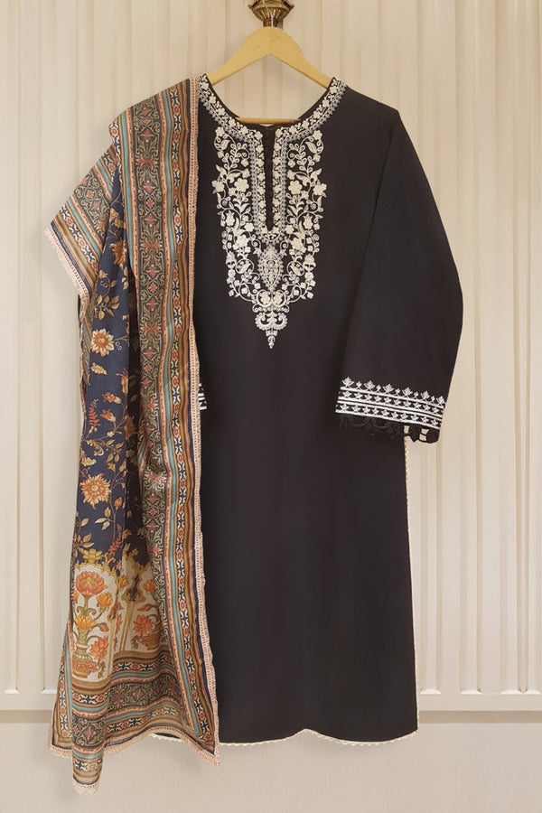 Agha Noor 3PC Embroidered Dhanak with Printed Shawl - GA1784