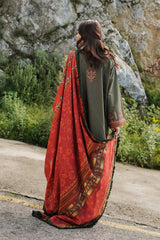 Zara shajahan 3PC Embroidered Linen with Printed Shawl - GA1794