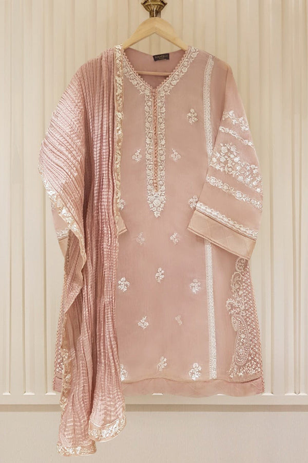 Agha Noor Heavy Embroidered 3pc with Embroidered Organza dupatta-GA1807