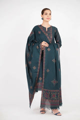Bareeze 3PC Embroidered Dhanak Suit with Heavy Embroidered Shawal -GA2058