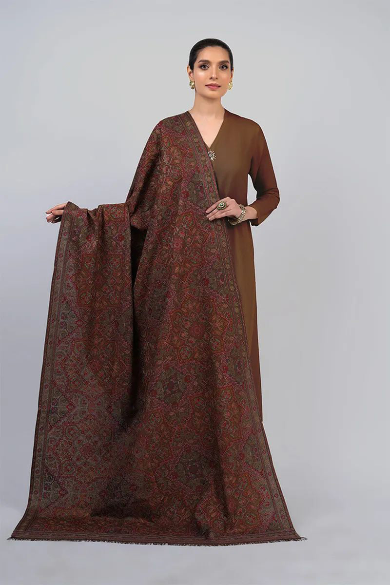 Bareeze 3PC Embroidered Dhanak Suit with Heavy Embroidered Shawal -GA2063
