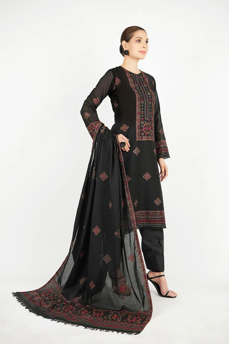 Bareeze 3PC Embroidered Dhanak Suit with Heavy Embroidered Shawal -GA2057