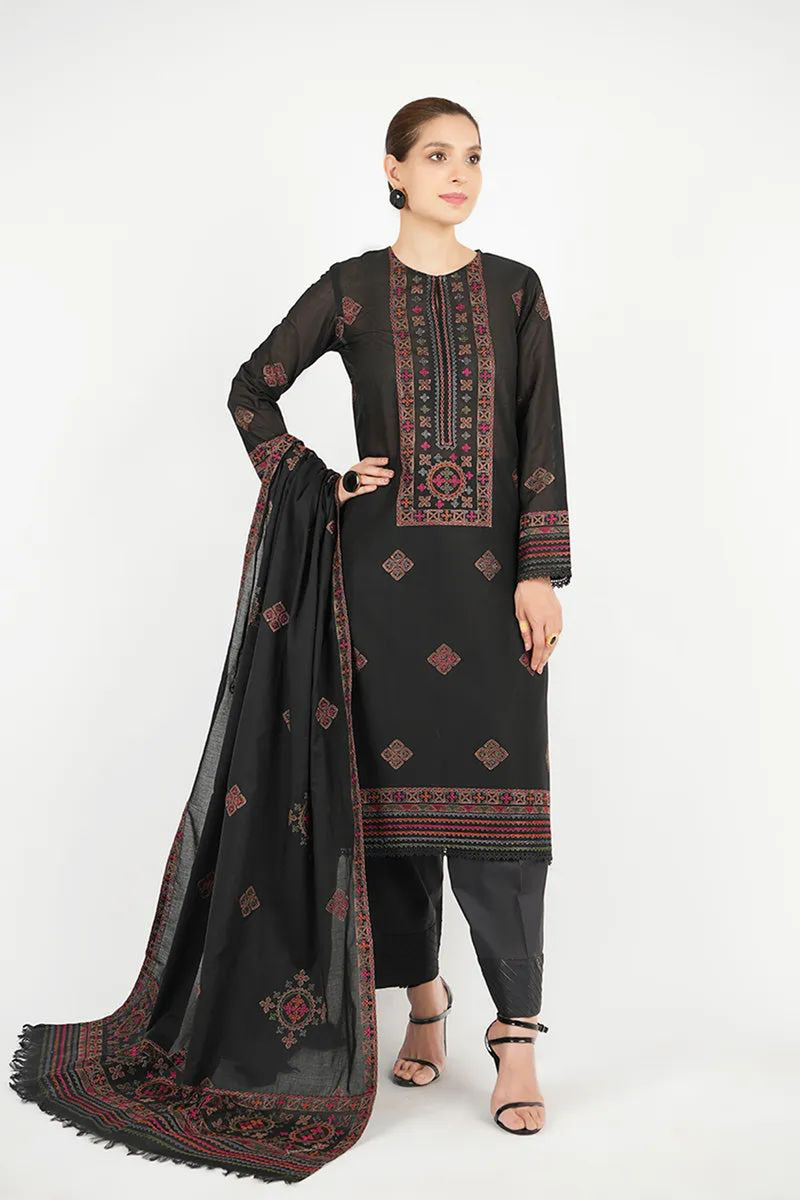 Bareeze 3PC Embroidered Dhanak Suit with Heavy Embroidered Shawal -GA2057
