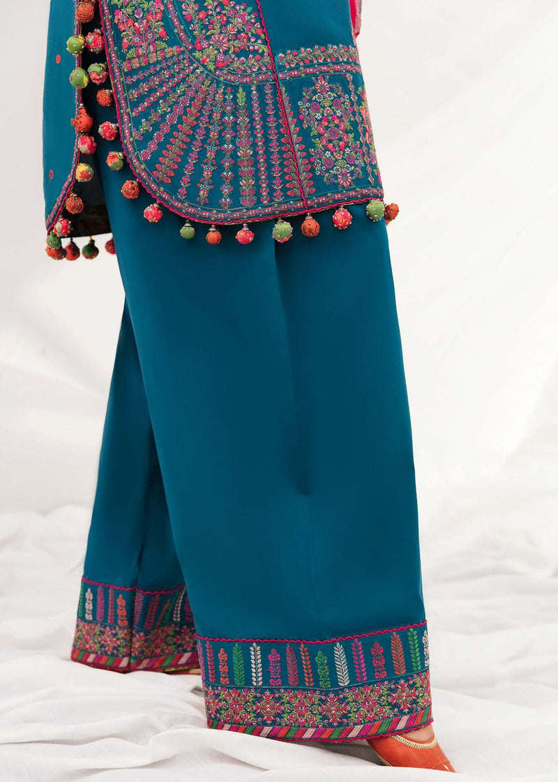 Hussain Rehar 3PC Embroidered Karandi Suit with Printed whool shawal-GA2096