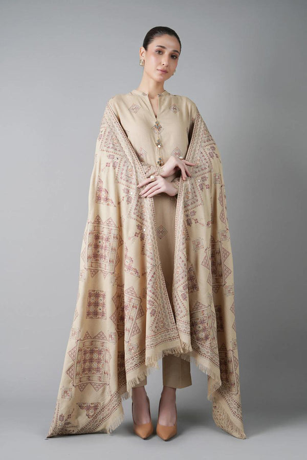 Bareeze 3PC Embroidered karandi Suit with Embroidered Shwal -GA2150