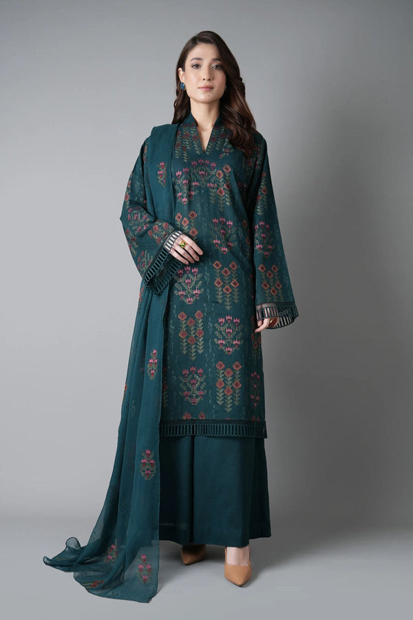 Bareeze 3PC Embroidered karandi Suit with Embroidered Shwal -GA2148