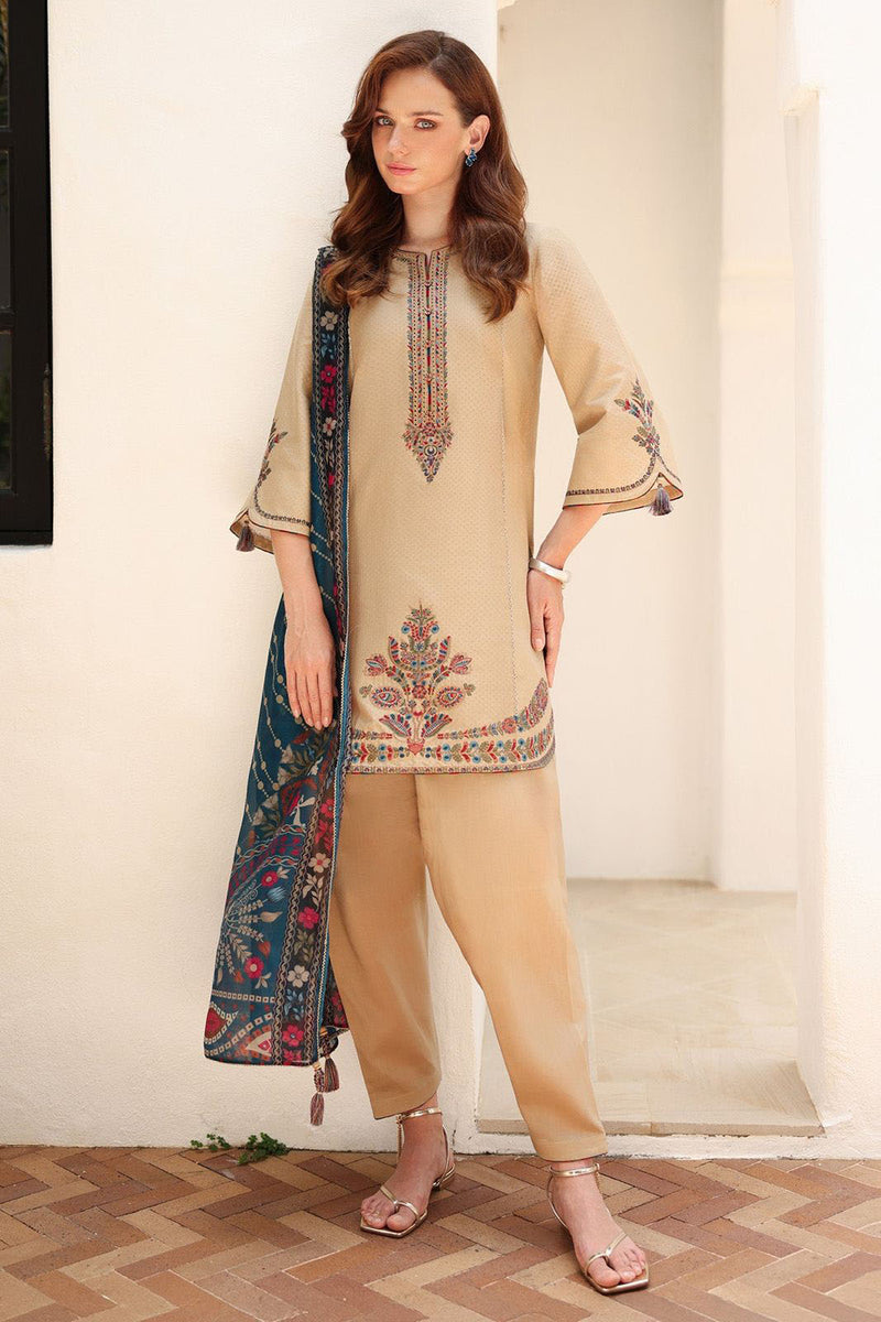 Jazmin Embroidered Dhanak 3pc with Printed Shawal- GA2133