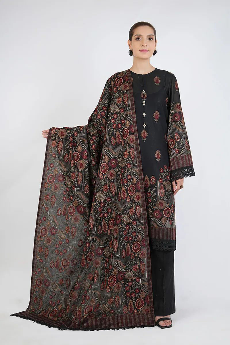 Bareeze 3PC Embroidered Dhanak Suit with Heavy Embroidered Shawal -GA2059
