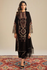 Zara Shahjahan Embroidered Lawn 3pc with Chiffon Dupatta- GA1899