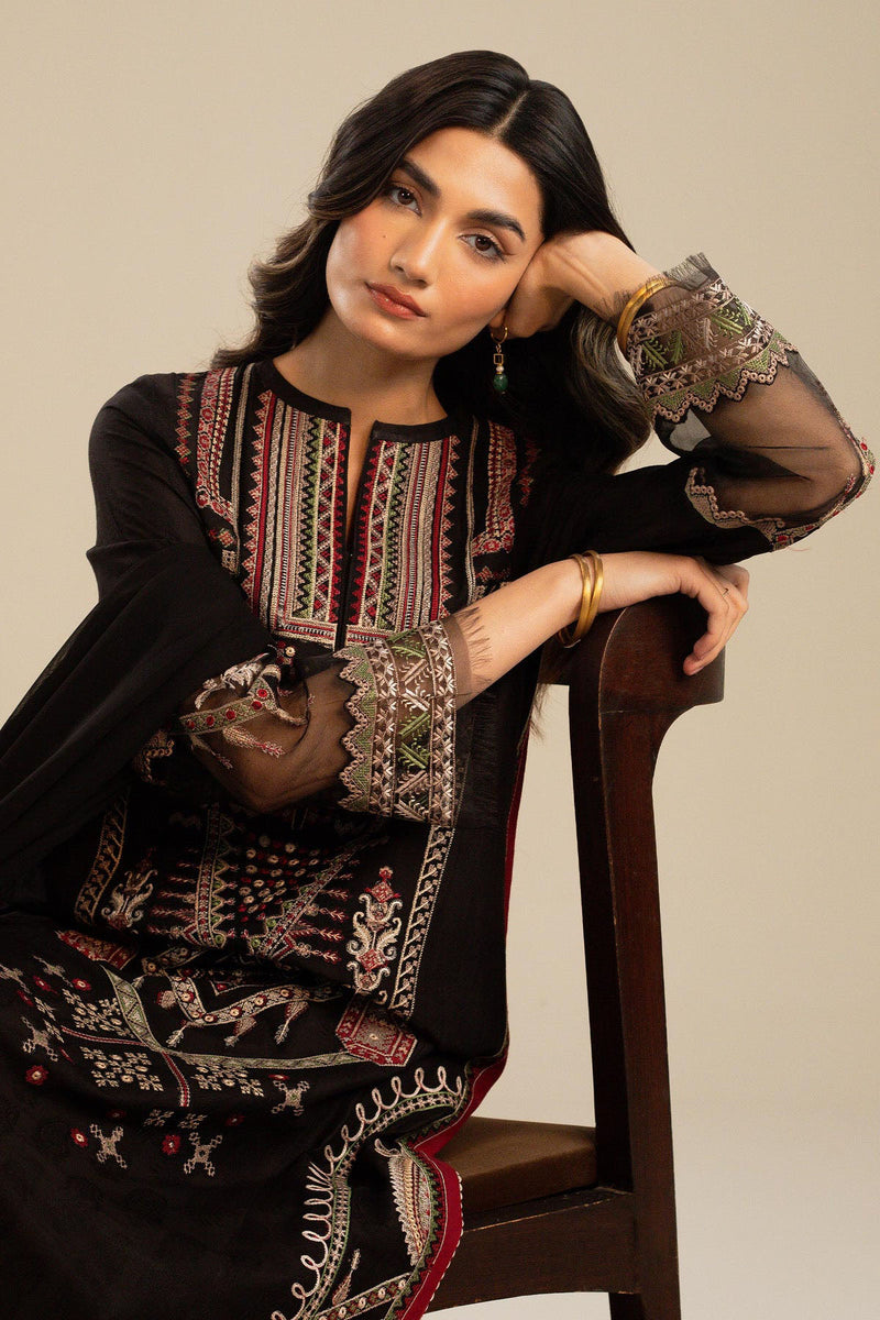 Zara Shahjahan Embroidered Lawn 3pc with Chiffon Dupatta- GA1899