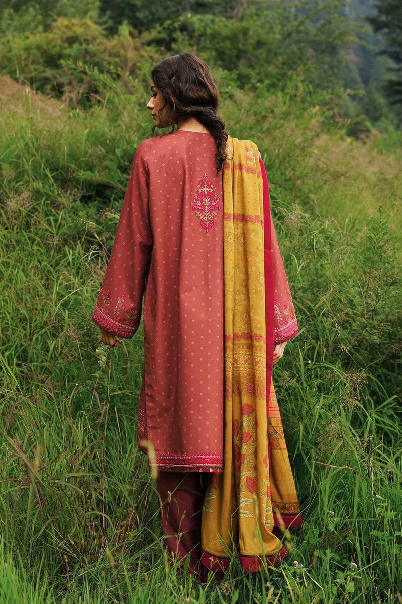 Zara Shahjahan 3PC Embroidered Linen with Embroidered Whool Shawl - GA1757