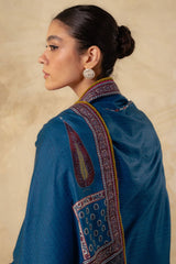 Zara shajahan 3PC Embroidered Dhanak with Printed Shawl - GA1783